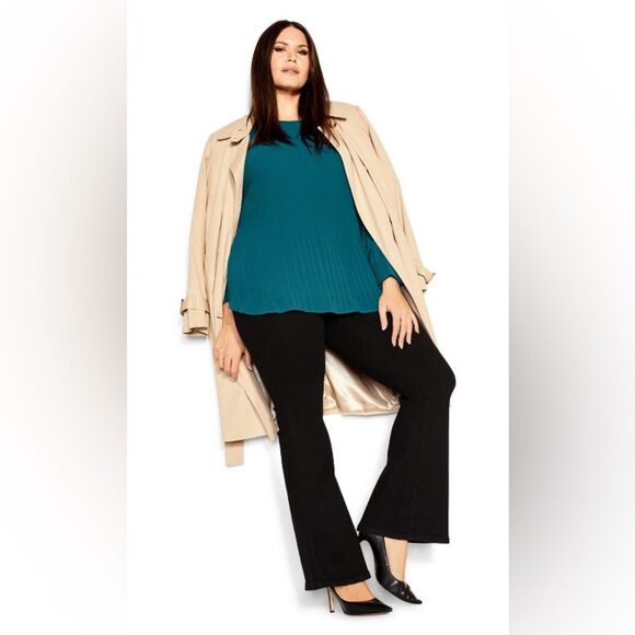 City Chic Lust After Top in Teal Size XXS/12 Pleated Lace With Back Bow Detail - Picture 13 of 13